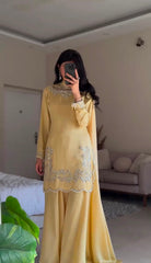 Lemon Pearl — Handcrafted 3-Piece Sharara Set